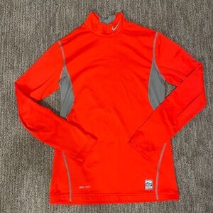Nike Pro Combat Dri-Fit Hyperwarm Fitted Men's Orange‎ Long Sleeve Shirt